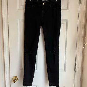 White House Black Market distressed black skinny denim jeans size 2